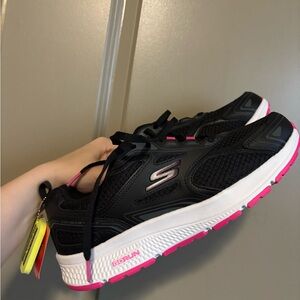 Skechers Women's Black and Pink Running Shoes